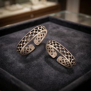 Anillo de Pie Ajustable para Mujer al por Mayor, Plata Fina, Diseño Abierto, Joyería Hawaiana para el Pie con Patrón Redondo, Estilo Boho para Bodas - Product Image 3