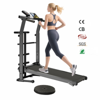 Tapis de course d'intérieur silencieux et réglable en acier Tapis de course mécanique pliable et multifonction pour le fitness à domicile