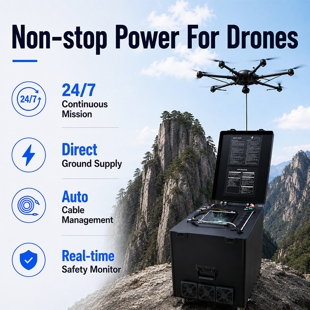 Foxtech T Series Airborne Units Ground Station Tethered Drone Power Supply System for Firefighting Signal Relay