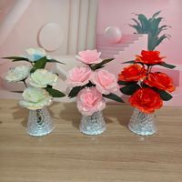 Cadeau créatif, bouquet de roses simulées, fleurs éternelles en plastique, lumière d'ambiance LED pour la Saint-Valentin