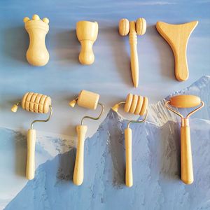 8 pezzi altri prodotti per massaggi viso <span class=keywords><strong>Mini</strong></span> strumenti per scolpire il legno terapia del viso set di rulli per massaggio del viso in legno kit di terapia del viso - Product Image 5