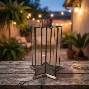 Artisan Design Modern Iron/Glass <b>Hurricane</b> <b>Lantern</b> Decorative Tabletop for Home Wedding Party Decor L723 - Product Image 1