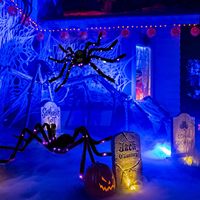 Araignée à LED poilue réaliste | Araignée araignée géante lumineuse avec pattes pliables pour décorations d'Halloween | Araignées d'Halloween