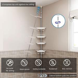 CF-Organizador de Almacenamiento PARA EL Inodoro, Armario de Baño con Estante Montado EN LA Esquina, Ahorro de Espacio, Diseño Moderno - Product Image 6