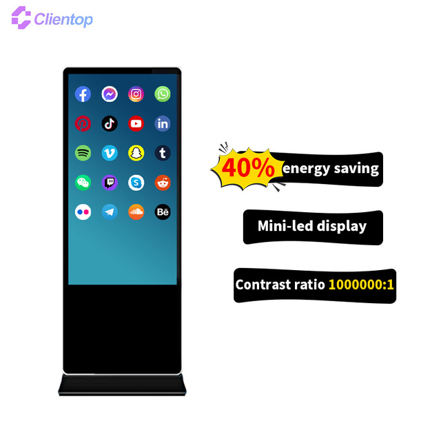 75 Inch Big Size Touch Kiosk Totem Standing Floor Mini LED Dynamic Backlight Lcd Digital Signage Display for Store Supermarket