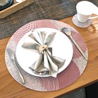 Ensemble de napperons et sous-verres en feutre ronds à impression personnalisée pour table à manger