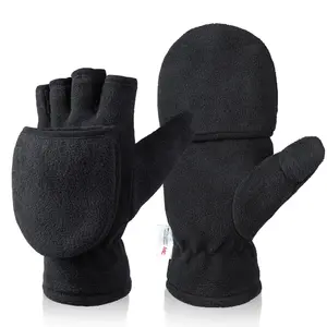 OZERO Finger Less Convertible Thermal Mittens Windproof Insulated Polar Fleece Warm Winter Gloves for Men and Women