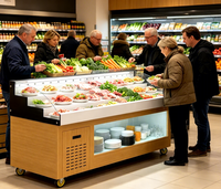 Vitrine réfrigérée ouverte YINZHENG à refroidissement direct et couleur personnalisable pour restaurants de hot pot en libre-service – Équipement de réfrigération