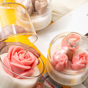 AIKUN OEM prix d'usine en gros Rose cire de soja aromathérapie bougie parfumée dans un bocal en verre huile essentielle décoration maison fleur bougie - Product Image 2
