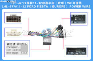 2011-2012フォードFIESTA Android用カーラジオCanbusボックスデコーダー配線用ハーネスアダプター電源ケーブルG-FORD-RZ-61 - Product Image 2