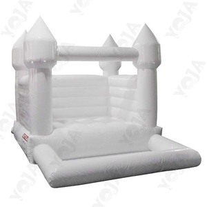 Maison <span class=keywords><strong>gonflable</strong></span> blanche avec <span class=keywords><strong>château</strong></span> <span class=keywords><strong>gonflable</strong></span> souffleur d'air pour fêtes d'<span class=keywords><strong>anniversaire</strong></span> d'enfants (Mini/8x10ft, blanc avec fosse à balles, PVC) - Product Image 2