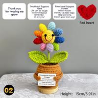 Poupées au crochet faites à la main, personnalisées et mignonnes, en forme de tournesol, pour l'émotionnelle stimulation, avec ornement de pot de fleurs artificielles, pour cadeau de Fête des Mères