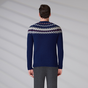 Fabricant de tricots, pull tricoté sur mesure, respirant, logo brodé, pull jacquard à manches longues pour l'hiver, argyle, laine/nylon - Product Image 6