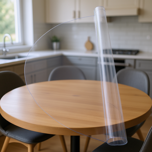 Protecteur de table en PVC, rond, transparent, 48 pouces, couverture de bureau en plastique, épaisseur 2,0 mm, couverture de meubles - Product Image 2