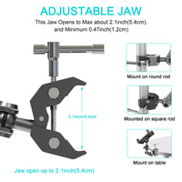 Support de téléphone et tablette réglable en hauteur en alliage d'aluminium et ABS noir pour bureau, tapis de course, guidon, avec pince de fixation et support de chargeur iPad