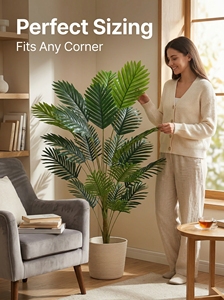 2 Palmeras Artificiales Realistas con Hojas Verdes Exuberantes, Sin Mantenimiento, para Decoración Interior/Exterior - Product Image 4