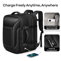 Sac à dos classique pour ordinateur portable, résistant à l'eau, extensible, avec poche cachée, port USB, et compartiment pour trolley
