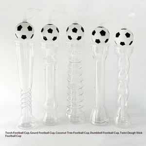 Gobelet créatif en PET en forme de bâton de football, d'haltère ou de torche, cadeau pour événements festifs - Product Image 5
