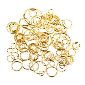 Accesorios de joyería DIY: Anillos abiertos y planos chapados en oro para conectar pulseras y collares - Product Image 1