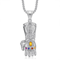 Collares de Joyería de Moda de Acero Inoxidable con Colgante de Guante de Hip Hop con Incrustaciones de Circonitas Cúbicas, Resistentes al Deslustre, Impermeables, para Hombres y Mujeres