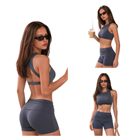 Ensemble de yoga 2 pièces de haute qualité pour femme : short cycliste taille haute et crop top extensible et respirant pour la gym, l'entraînement, la course et le fitness