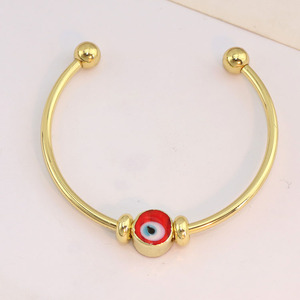 Ba1085 2024 Mode Bescherming Sieraden 18K Verguld Messing Lampwerk Blauw Grieks Boze Ogen Kralen Open Manchet Armband Armbanden - Product Image 5