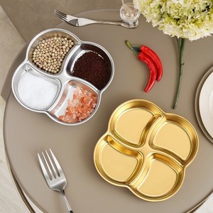 Piatto per Salse in Acciaio Inox a Griglia, Design Minimalista per Ristoranti Coreani, Barbecue e Hot Pot - Product Image 1