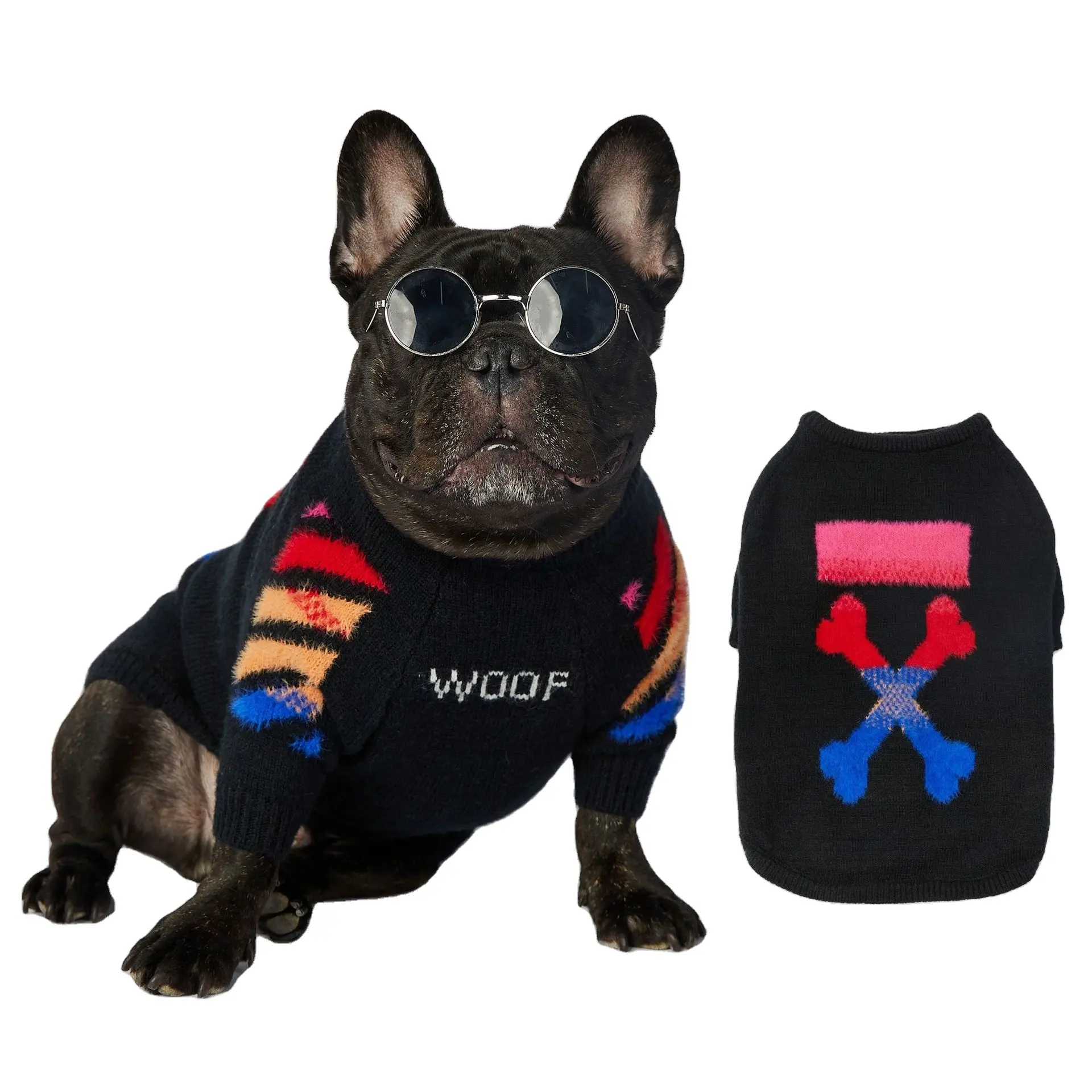 ファッションかわいいデザインボーンプリントマルチカラーペットショップ卸売犬セーターブランド
