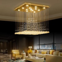Lampu Gantung Kristal Skandinavia dengan Ketinggian yang Dapat Disesuaikan, Modern Sederhana untuk Ruang Tamu Rumah Tangga