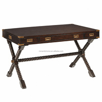Bureau et chaise d'écriture classiques américains de luxe en bois massif, bois foncé, mobilier de bureau à domicile pour salle d'étude