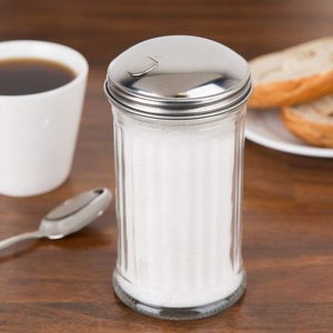 12 oz Glass <strong>Sugar</strong> <strong>Pourer</strong> With Side Flap Top <strong>Sugar</strong> Shaker With Stainless Steel Self-Closing Lid - Product Image 4