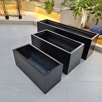 Jardinière rectangulaire carrée en fibre de verre légère, grande, noire, style européen, pour extérieur, emballage carton, utilisation au sol, 10L