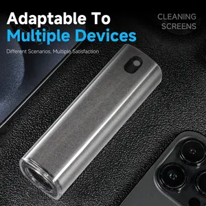 2-in-1 Kit di pulizia dello schermo del telefono cellulare schermo quadrato detergente con panno in microfibra e Spray doppia funzionalità
