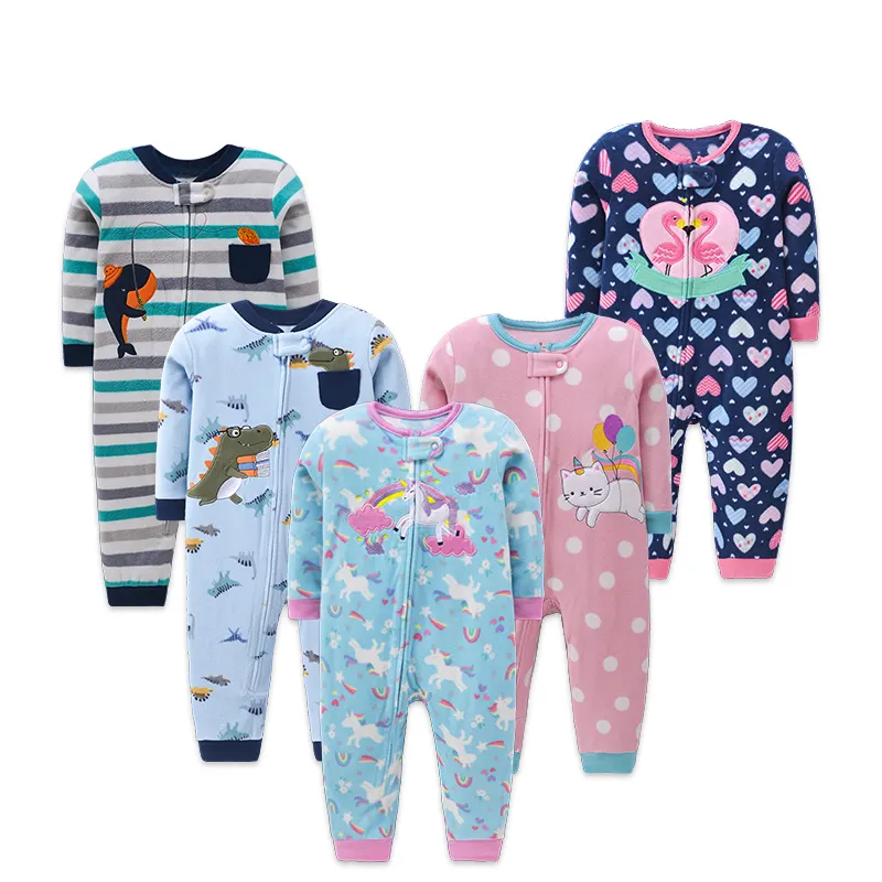 Factory wholesale Babe Clothes Cartoon Rompers 9-24m Baby Clothes Fleece Long Sleeve Clothing winter Costumes Pajamas