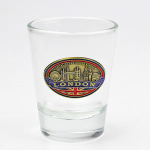 Vente en gros personnalisé Londres souvenir cadeau touristique mini tasse verres à liqueur en verre de <span class=keywords><strong>tequila</strong></span> avec <span class=keywords><strong>logo</strong></span> en métal - Product Image 4