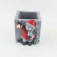 Pot de fleurs en ciment fait main, style classique, gris/rouge, bonhomme de neige de Noël, pour intérieur, à poser au sol ou suspendre, élégant, écologique