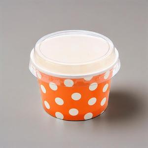 Vasos de helado de papel para manualidades desechables impresos con logotipo personalizado 3oz 5oz 8oz vasos sostenibles de una sola pared con tapas y cuchara - Product Image 1