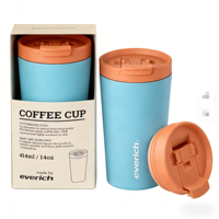 Everich Reusable ODM Design 14oz Double Wall Coffee <strong>Mug</strong> Stainless Steel Tumbler Insulated Travel Cup with Removable Lid