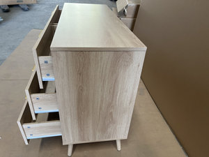 ダブルドレッサー木製引き出しラタンチェスト家具サイドボードリビングルーム用ビュッフェキャビネットゴールデンハンドル付き - Product Image 5