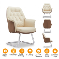 Fauteuil de bureau exécutif ergonomique en cuir de luxe moderne avec base chromée pour salle de réunion et conférence
