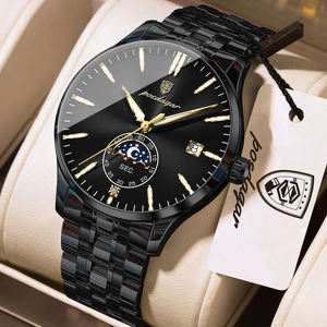 Reloj de Pulsera Poedagar 854 de Acero Inoxidable con Fase Lunar, Reloj para Hombre, Calendario, Resistente al Agua, Reloj de Negocios para Hombre - Product Image 1