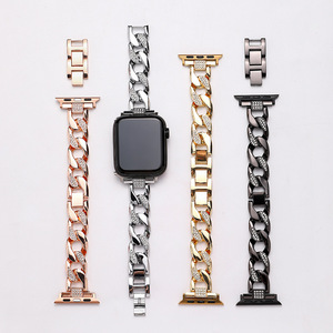 <span class=keywords><strong>Bracelet</strong></span> de luxe en acier inoxydable doré pour femme avec diamants scintillants pour <span class=keywords><strong>Apple</strong></span> <span class=keywords><strong>Watch</strong></span>, chaîne en acier style cowboy - Product Image 5
