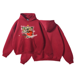 Felpa con Cappuccio Calda e Festiva con Stampa di Frutta, Foderata in Cotone Felpato da 350g, Spessa e Confortevole, Collezione Autunno/Inverno 2026, Rossa Natalizia - Product Image 1