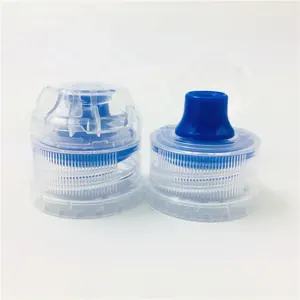PCO1810 28MM 28/410 blue transparent sports flip top caps with silicone valve