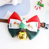 Collier pour animaux de compagnie à thème de Noël avec nœud papillon et clochette, accessoires festifs réglables pour photos