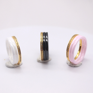 Gostar 세라믹 링 925 스털링 실버 훌륭함 2 + 2 + 2mm 실버 세라믹 밴드 재고 빠른 배송 링 - Product Image 4