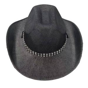 Sombrero Vaquero Personalizado con Pedrería Plateada Brillante, Estilo Occidental, para Viajes, Uso Casual y Fiestas - Product Image 1