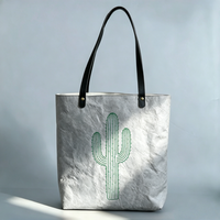 Sac fourre-tout en papier Tyvek vierge, léger, couleur unie, pour courses, réutilisable, petit MOQ