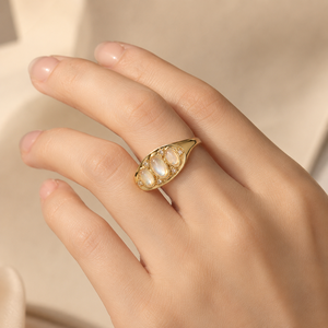 Minimalist Sparkling Stone Open <b>Ring</b> <b>Adjustable</b> Statement Finger <b>Ring</b> for Women - Product Image 2