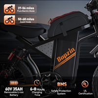 Bicicleta Eléctrica Bopzin Stealth Bomber con Suspensión Completa y Neumáticos Anchos para Montaña, Todoterreno, con Alarma Antirrobo para Adultos
